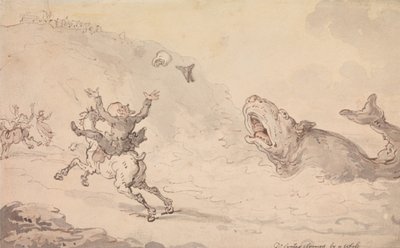 Il dottor Syntax allarmato da una balena da Thomas Rowlandson